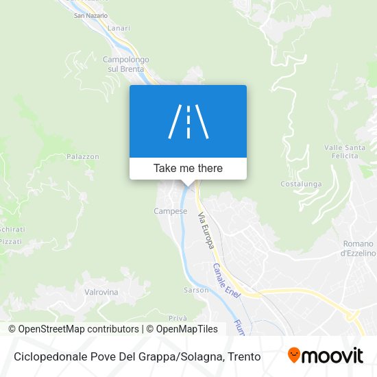Ciclopedonale Pove Del Grappa / Solagna map