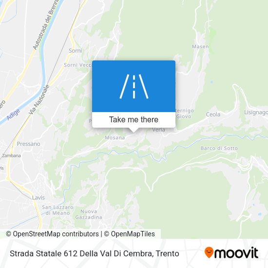 Strada Statale 612 Della Val Di Cembra map