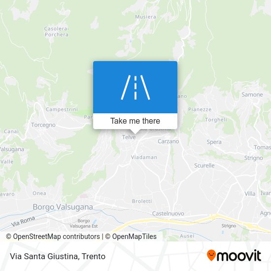 Via Santa Giustina map