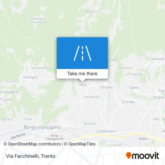 Via Facchinelli map
