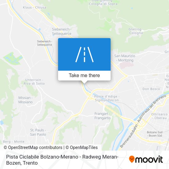 Pista Ciclabile Bolzano-Merano - Radweg Meran-Bozen map