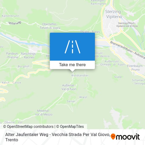 Alter Jaufentaler Weg - Vecchia Strada Per Val Giovo map