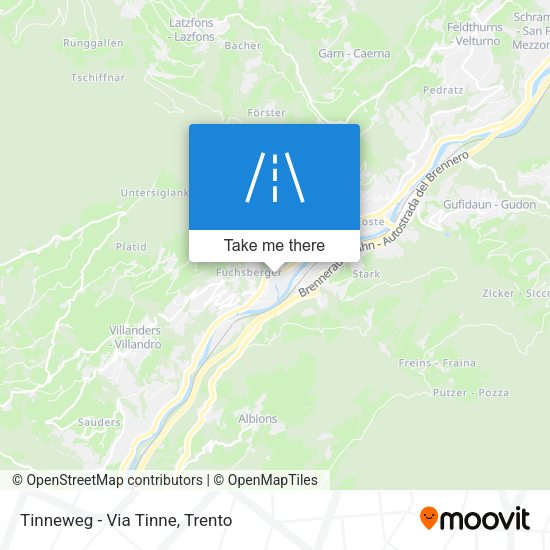 Tinneweg - Via Tinne map