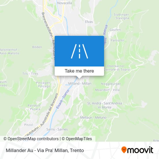 Millander Au - Via Pra' Millan map