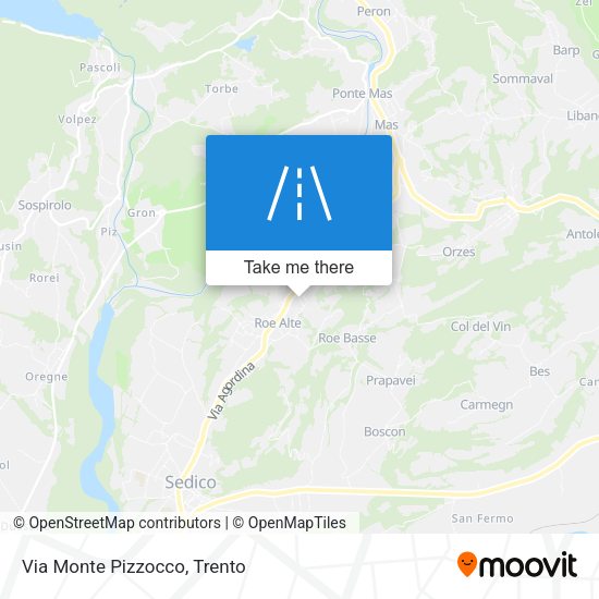 Via Monte Pizzocco map