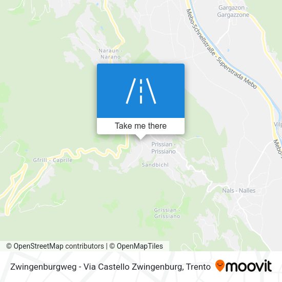 Zwingenburgweg - Via Castello Zwingenburg map