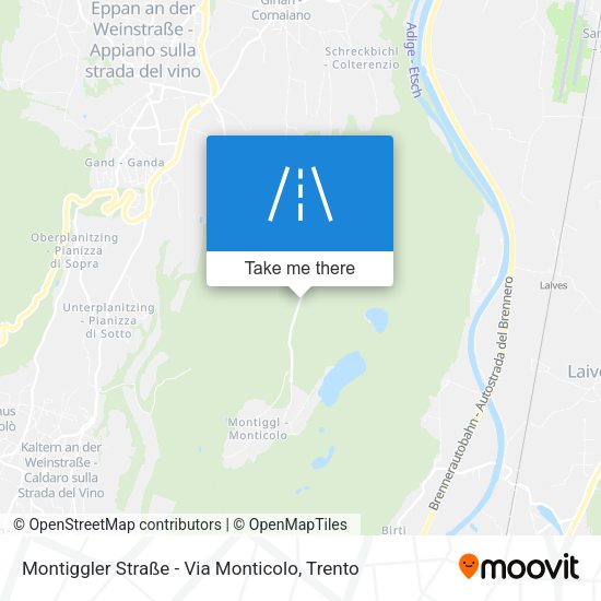 Montiggler Straße - Via Monticolo map