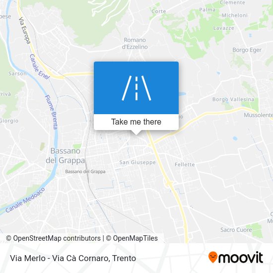 Via Merlo - Via Cà Cornaro map
