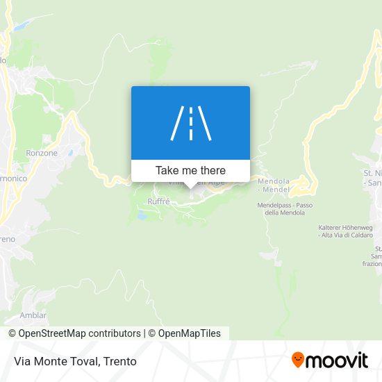 Via Monte Toval map