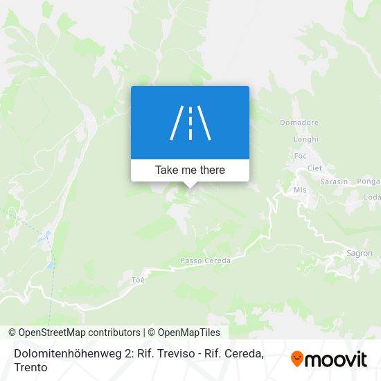 Dolomitenhöhenweg 2: Rif. Treviso - Rif. Cereda map