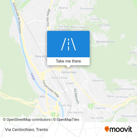 Via Centochiavi map