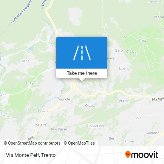 Via Monte Pelf map