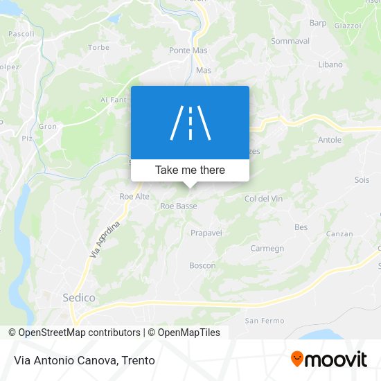 Via Antonio Canova map