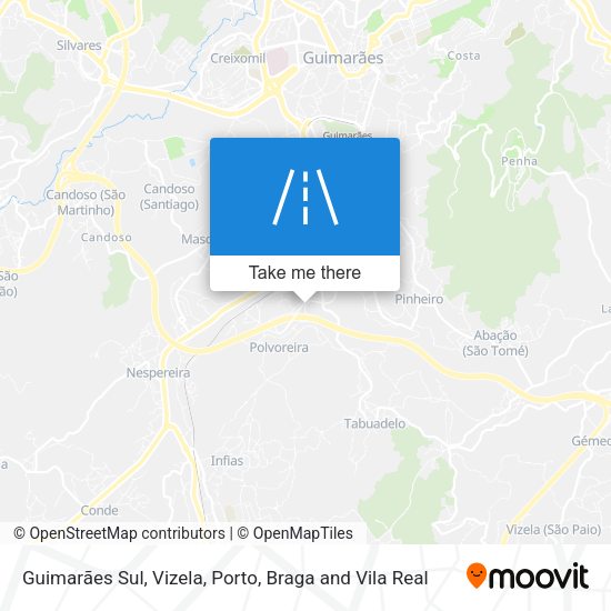 Guimarães Sul, Vizela map