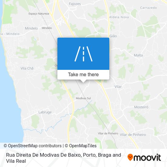 Rua Direita De Modivas De Baixo mapa