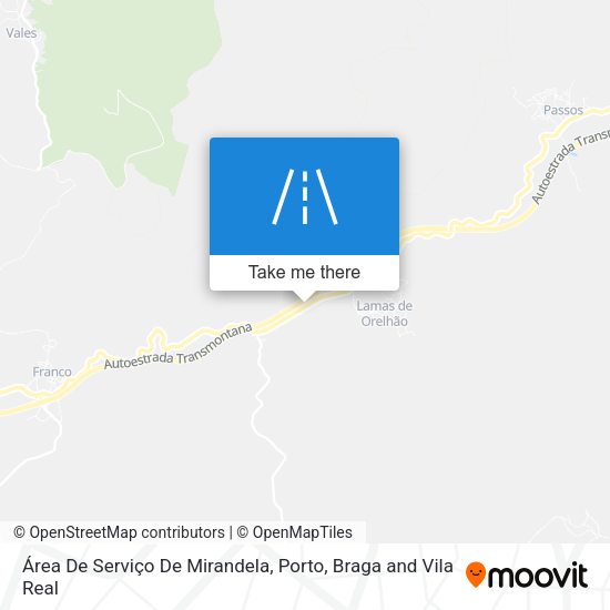 Área De Serviço De Mirandela map