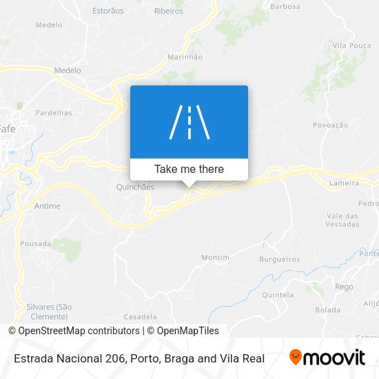 Estrada Nacional 206 mapa