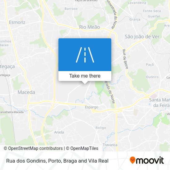 Rua dos Gondins mapa