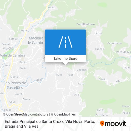 Estrada Principal de Santa Cruz e Vila Nova mapa