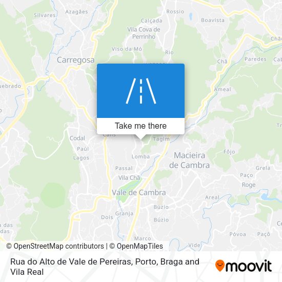 Rua do Alto de Vale de Pereiras mapa