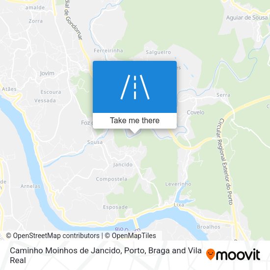 Caminho Moinhos de Jancido map