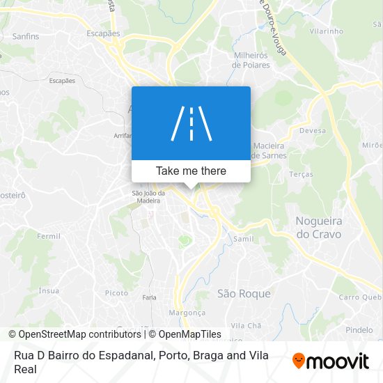 Rua D Bairro do Espadanal mapa