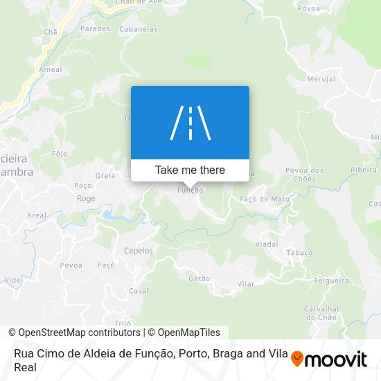 Rua Cimo de Aldeia de Função map