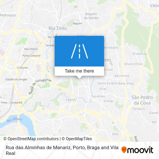 Rua das Alminhas de Manariz mapa