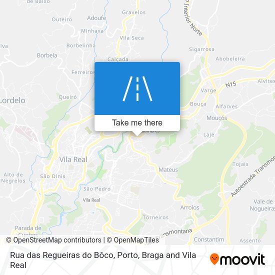 Rua das Regueiras do Bôco mapa