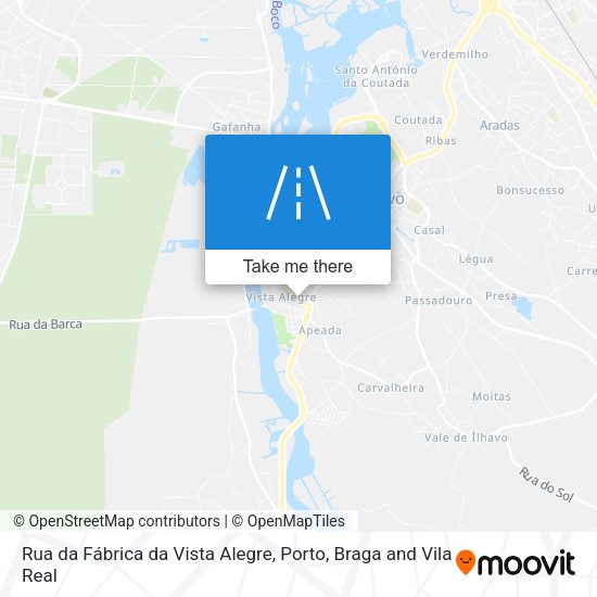Rua da Fábrica da Vista Alegre mapa