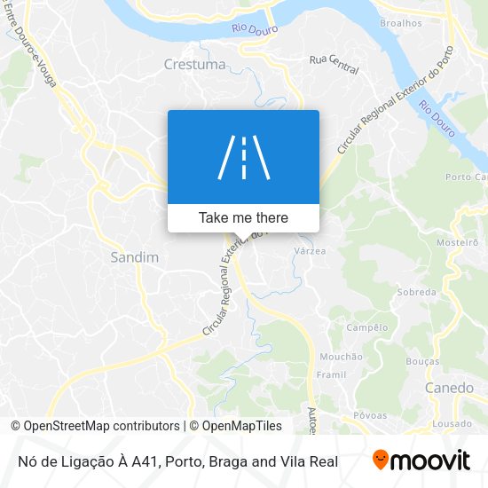 Nó de Ligação À A41 mapa