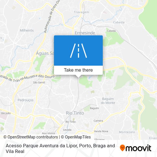 Acesso Parque Aventura da Lipor mapa