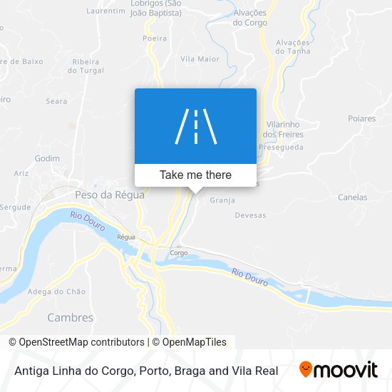 Antiga Linha do Corgo mapa
