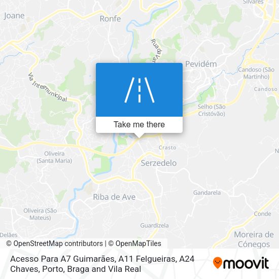 Acesso Para A7 Guimarães, A11 Felgueiras, A24 Chaves map