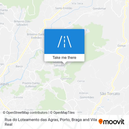 Rua do Loteamento das Agras mapa