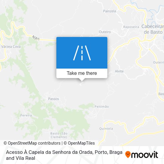 Acesso À Capela da Senhora da Orada mapa