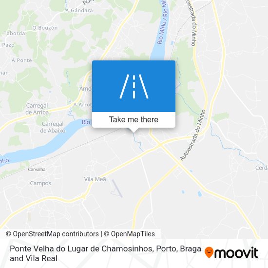 Ponte Velha do Lugar de Chamosinhos mapa