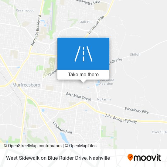Mapa de West Sidewalk on Blue Raider Drive