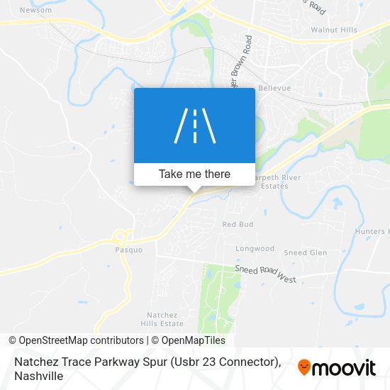 Mapa de Natchez Trace Parkway Spur (Usbr 23 Connector)