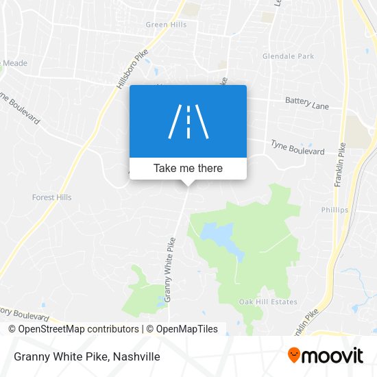 Granny White Pike map