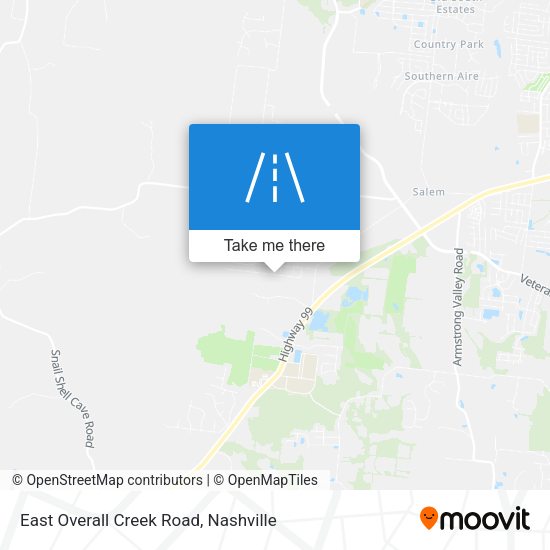 East Overall Creek Road map