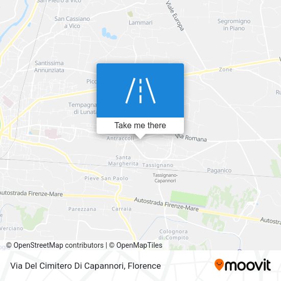 Via Del Cimitero Di Capannori map
