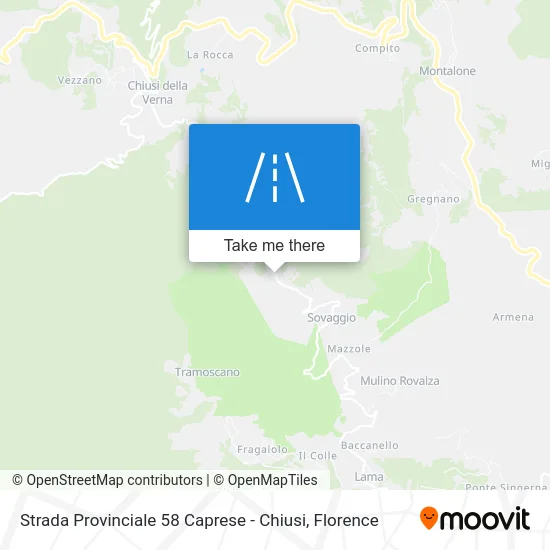 Provincial Road 58 Caprese - Chiusi map