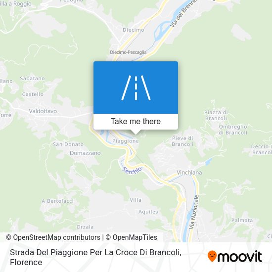 Strada Del Piaggione Per La Croce Di Brancoli map