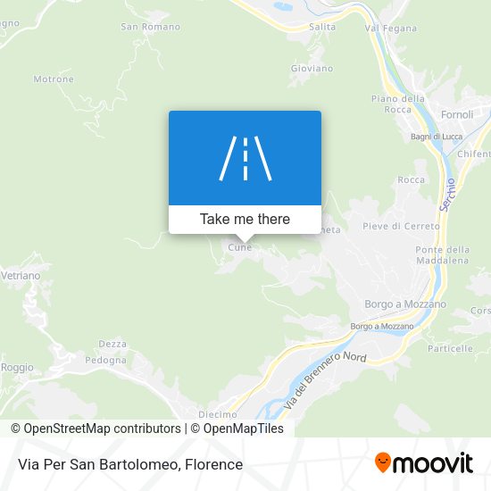 Via Per San Bartolomeo map