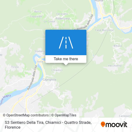 S3 Sentiero Della Tira, Chiamici - Quattro Strade map