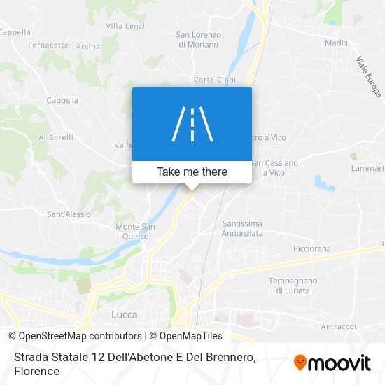 Strada Statale 12 Dell'Abetone E Del Brennero map
