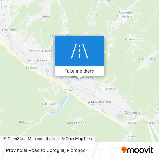 Provincial Road to Coreglia map
