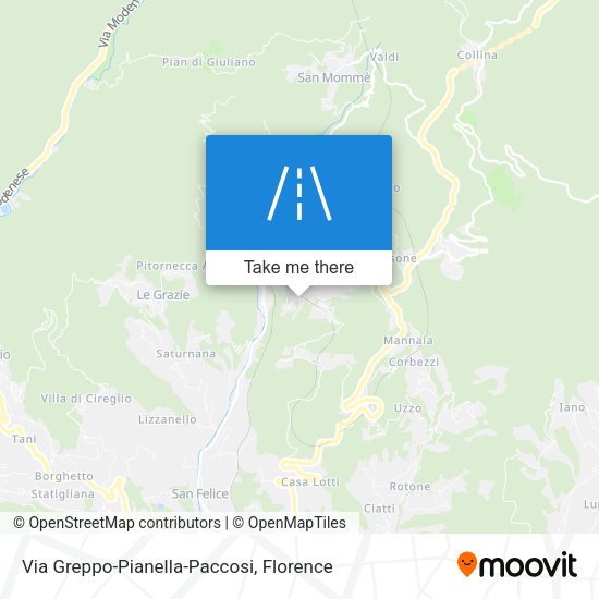 Via Greppo-Pianella-Paccosi map
