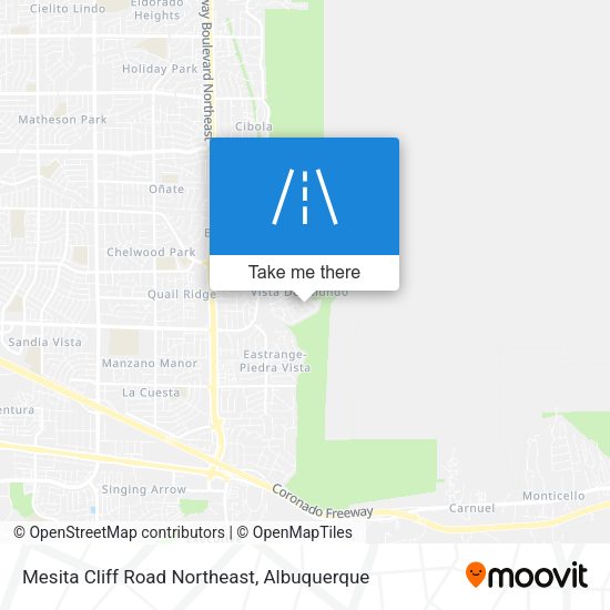 Mesita Cliff Road Northeast map